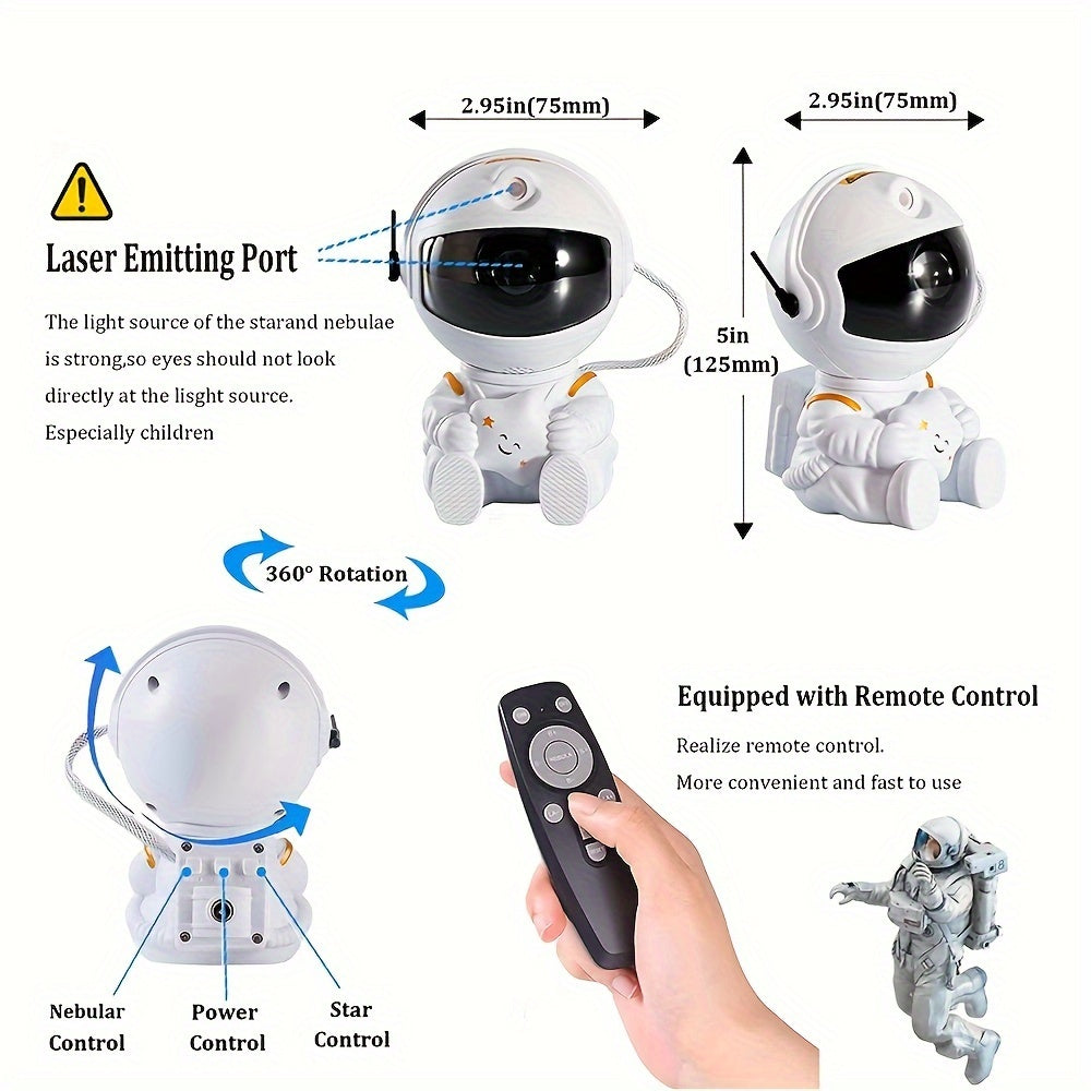 1pc Astronaut Star Projector Galaxy Night Light, Sky Decor Lamp For Bedroom Christmas, Small &  Bright Cute Astronaut LED Lights, Space Nebula Starry Cloud With Remote Control