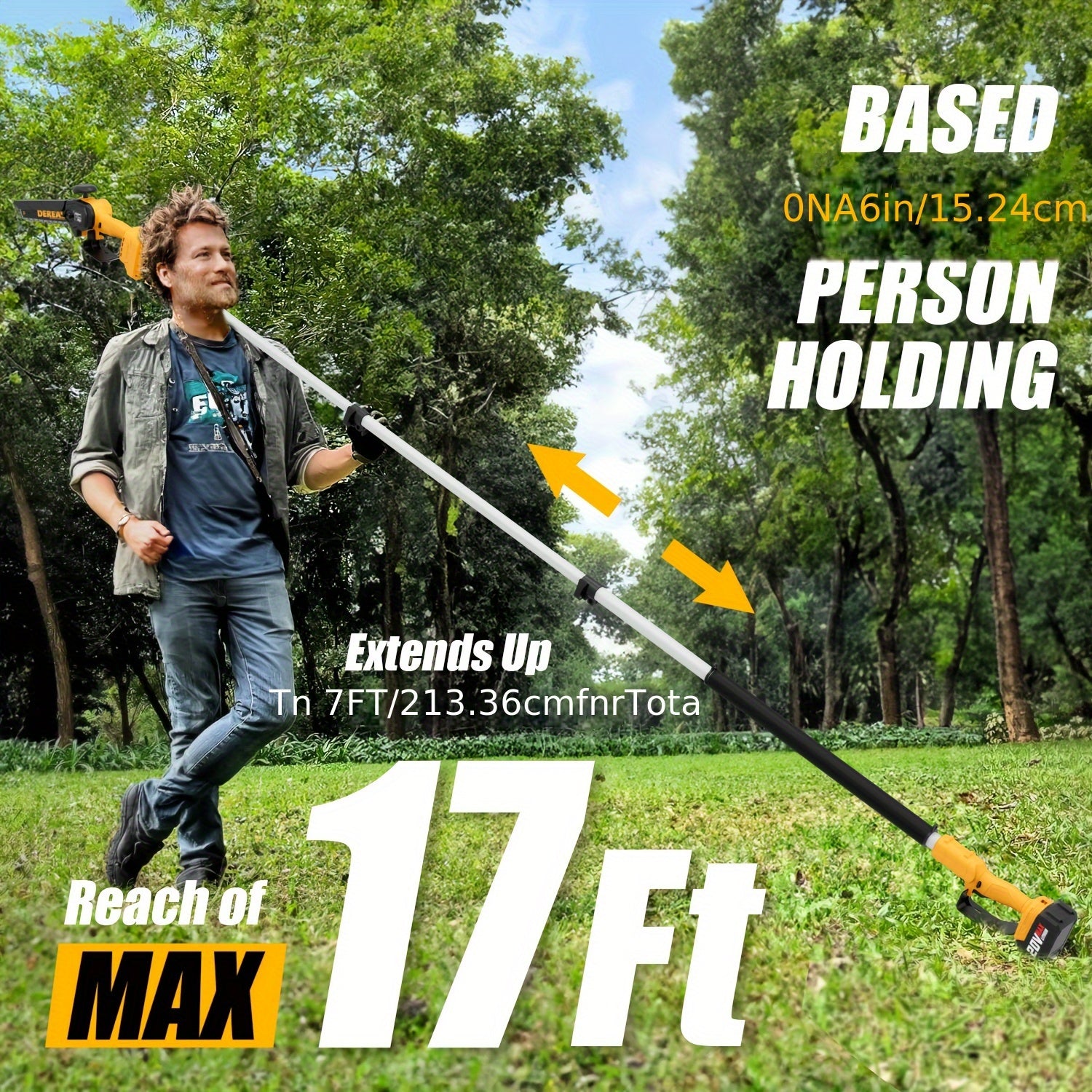 18ft Reach 2-in-1 Compact Pole Saw with 8" Brushless Chainsaw, 20V 4.0Ah Battery, Perfect for Tree Trimming and Wood Cutting - Ideal Christmas Gift