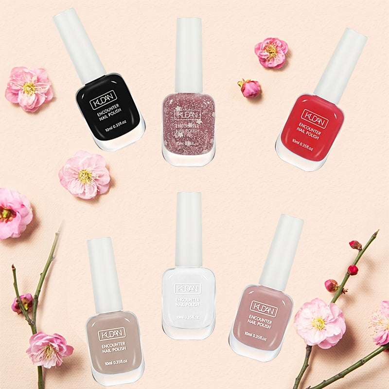 10ml Quick Drying Nail Polish - Ultra-Glossy, Non-Toxic Formula in Fashion-Forward Pinkish Black, White & Red - Perfect for Safe, At-Home Manicures & Nail Art Creations