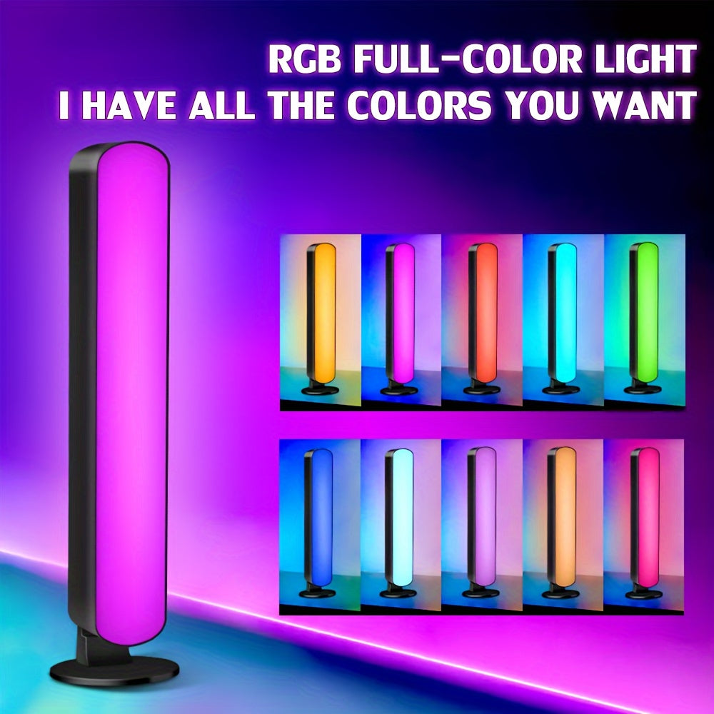 1/2-Pack LED Table Lamps with Remote Control, USB Powered RGB Night Light Bars, Geometric Patterned Plastic Shade, Traditional Style with Polished Metal Finish, Color Changing, Non-rechargeable Button Battery, Infrared Sensor