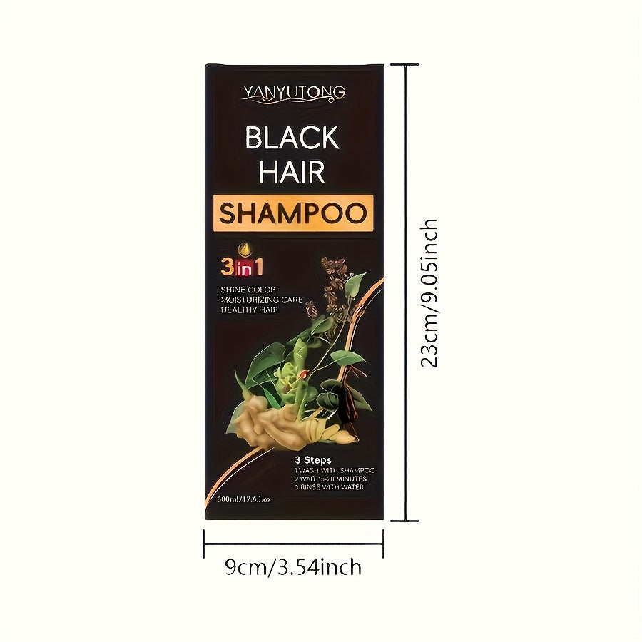 16.91oz 3-in-1 Black Shampoo, Beard Color & Cleanser. Natural Herbal Ingredients, Gentle And Moisturizing Texture. Long-lasting, Fast Hair Dye. Suitable for All Hair Types, Men & Women. The Ideal Gift for Dad On Father's Day