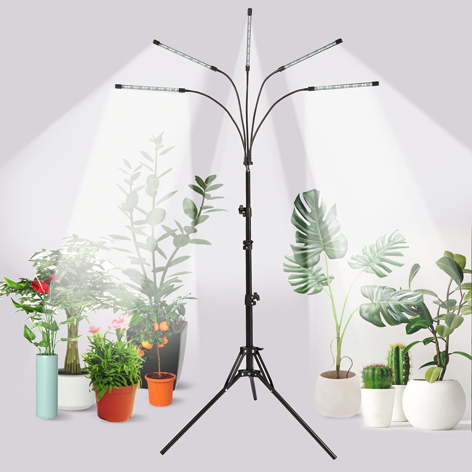 10 Dimmable Brightness Grow Light with Stand, Adjustable Gooseneck, 3 Switch Modes, 3/9/12H Timer, White and Warm White Spectrum for Indoor Plants