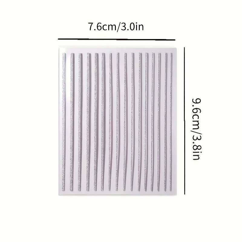 1pc 3D Nail Sticker with Stripes and Lines Charm Reminder Transfer Nail Art Decoration Silvery Reflective Glitter Sticker