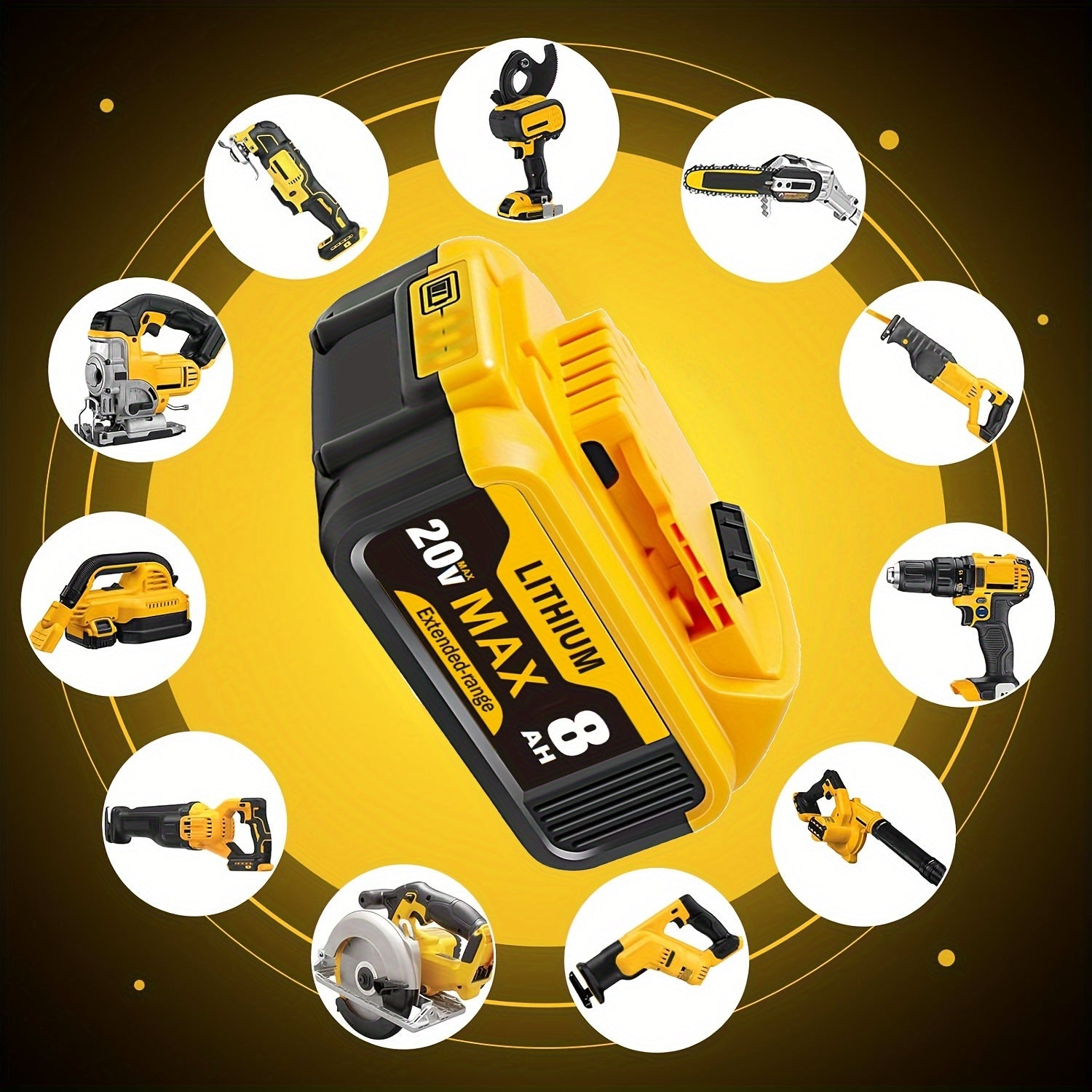 1/2/4PACK 8.0Ah 20v Replacement Li-ion Battery For Dewalt Cordless Power Tool Rechargeable XR Battery Packs Compatible With Dewalt DCB200 DCB204 DCB205 DCB206 DCB201 DCB203 DCB181 DCB180 20V DCB200 DCD DCF DCG Series Power To