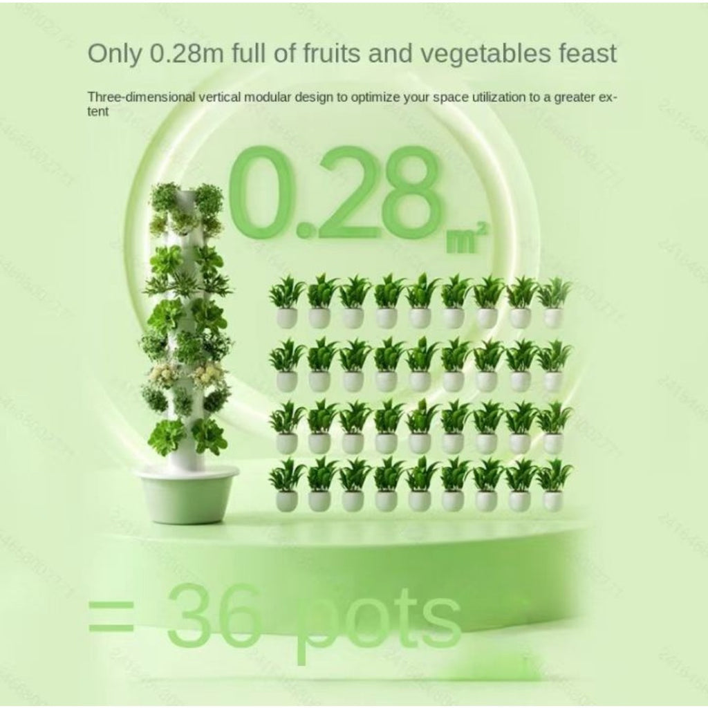 1pc 7 & 9 Layer Hydroponic Plant Tower - White Wooden Indoor Gardening System, Soilless Cultivation, No Electricity Needed, Space-Saving Vertical Planter for Herbs, Leafy Greens & Flowers