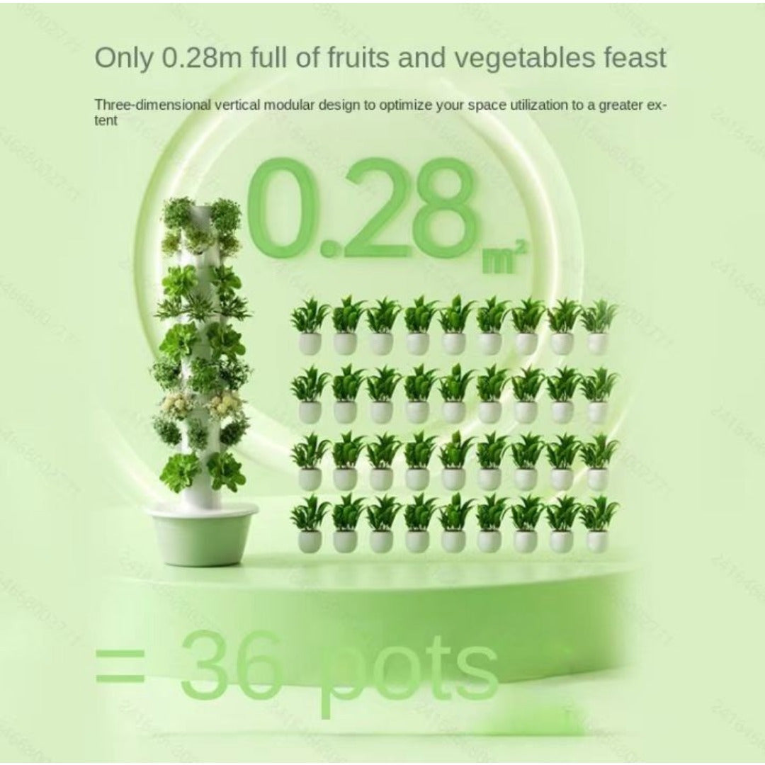 1pc 7 & 9 Layer Hydroponic Plant Tower - White Wooden Indoor Gardening System, Soilless Cultivation, No Electricity Needed, Space-Saving Vertical Planter for Herbs, Leafy Greens & Flowers