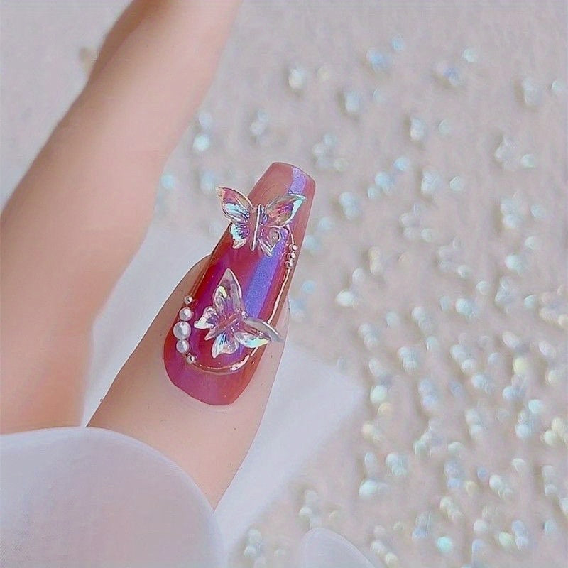 100pcs/set 3D Butterfly Nail Art Charms for Women and Girls - Manicure Decoration Accessories