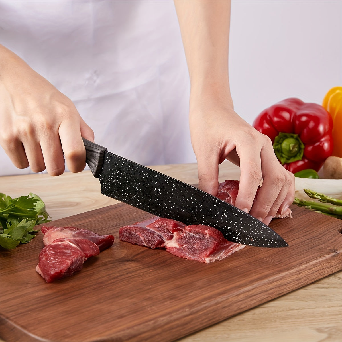 19pcs High Carbon Stainless Steel Sharp includes Serrated Steak Knives Set, Kitchen Knife Set with Block Chef Knives, Bread Knife, Scissor, Sharpener, All in one