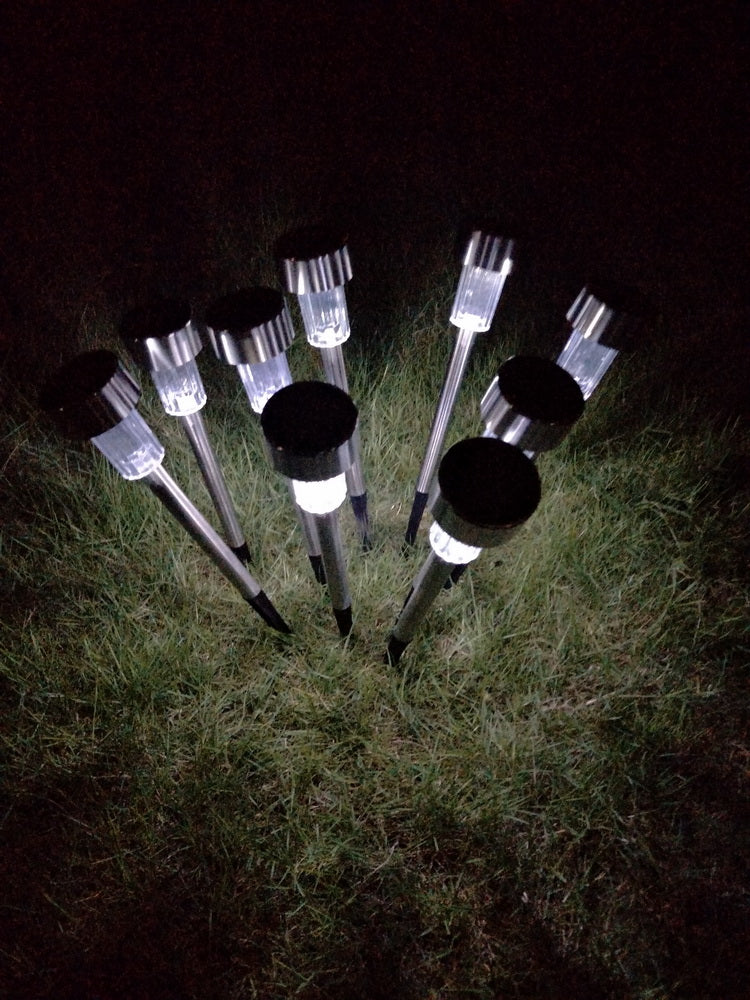 24pcs 5W High Brightness Solar Power LED Lawn Lamps with Lampshades White & Silver