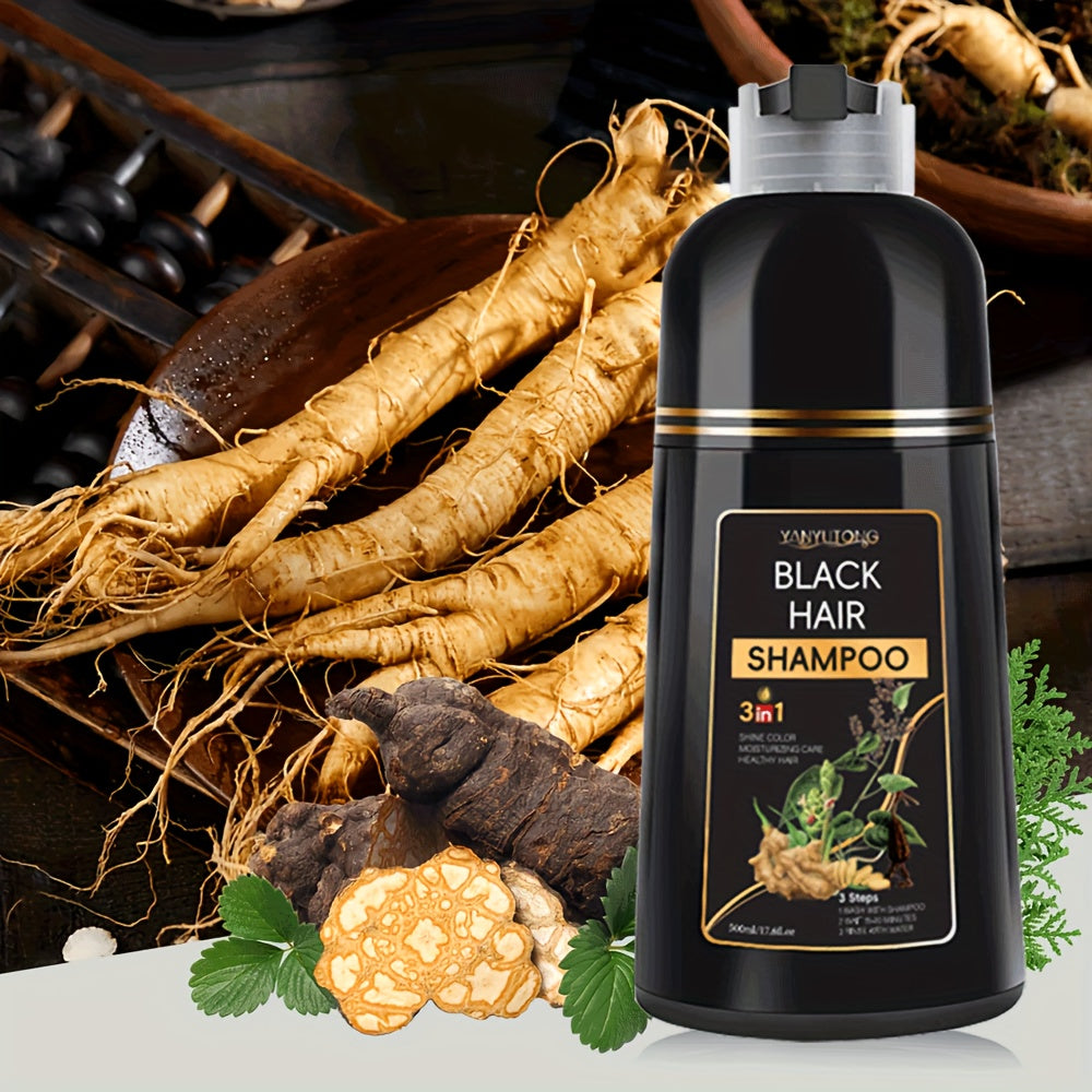 16.91oz 3-in-1 Black Shampoo, Beard Color & Cleanser. Natural Herbal Ingredients, Gentle And Moisturizing Texture. Long-lasting, Fast Hair Dye. Suitable for All Hair Types, Men & Women. The Ideal Gift for Dad On Father's Day