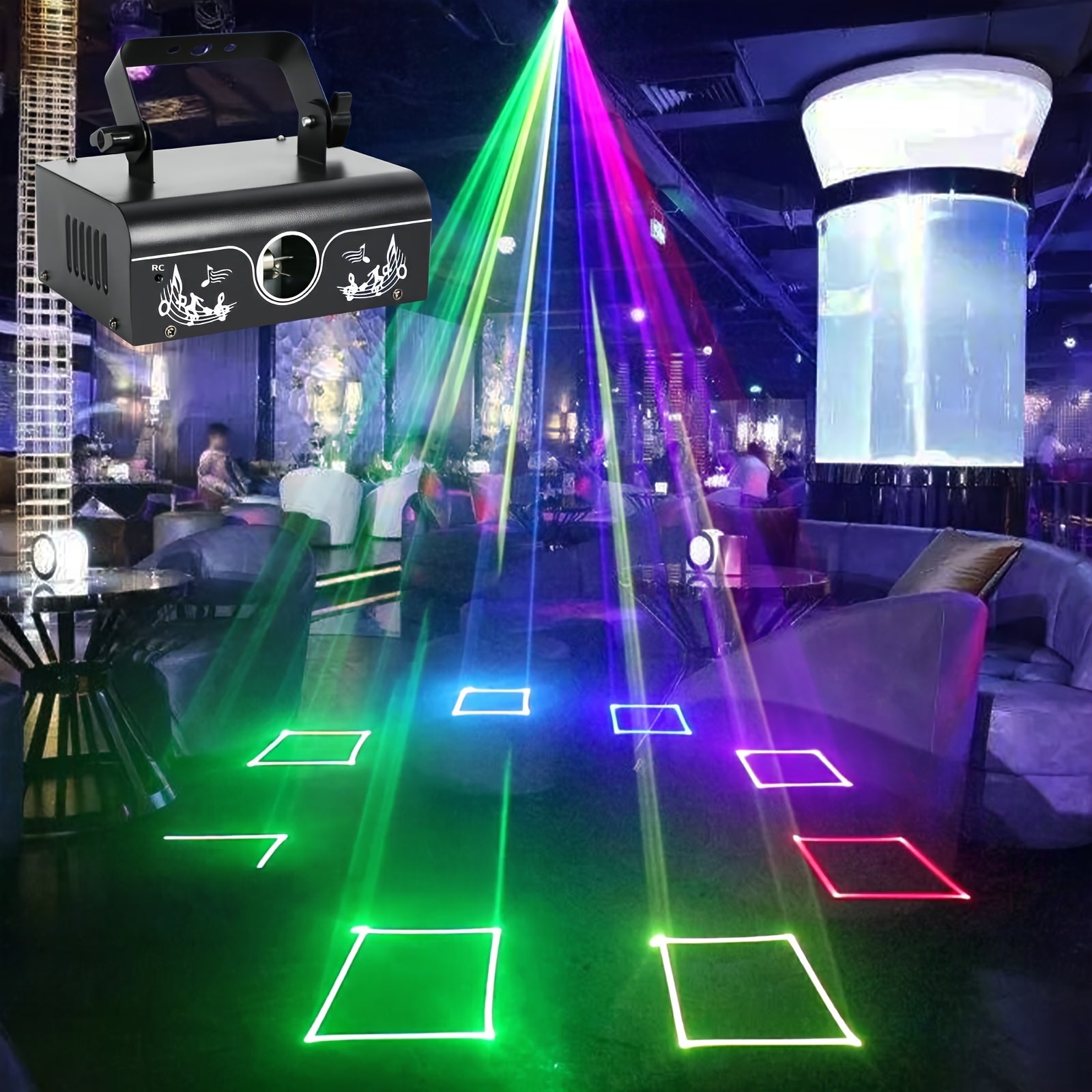 1pc 500mW Animation beam projector lights with remote control, DMX-512 Professional Stage Lighting Equipment DJ sound activity party lights RGB disco lamp ceiling table lamp for Karaoke nightclub Wedding bar Christmas Hallowe