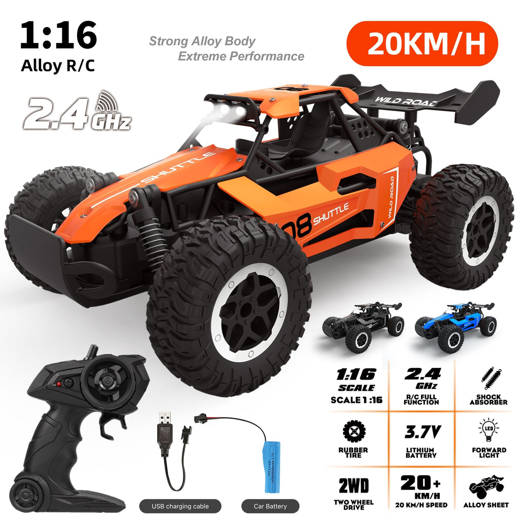 1:16 2.4G Remote Control Car, High-Speed Up To 20 Km/h, All Terrain Off-Road Electric Toy Car, Christmas, Halloween, Thanksgiving Day Gift