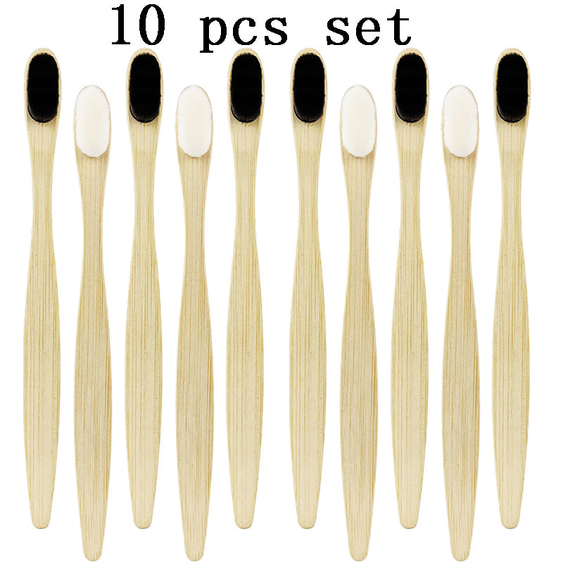 10 Pcs Bamboo Toothbrush Sets Natural Wooden Soft Fur Tooth Brush Eco-friendly Black White Toothbrushes Teeth Cleaning Tools