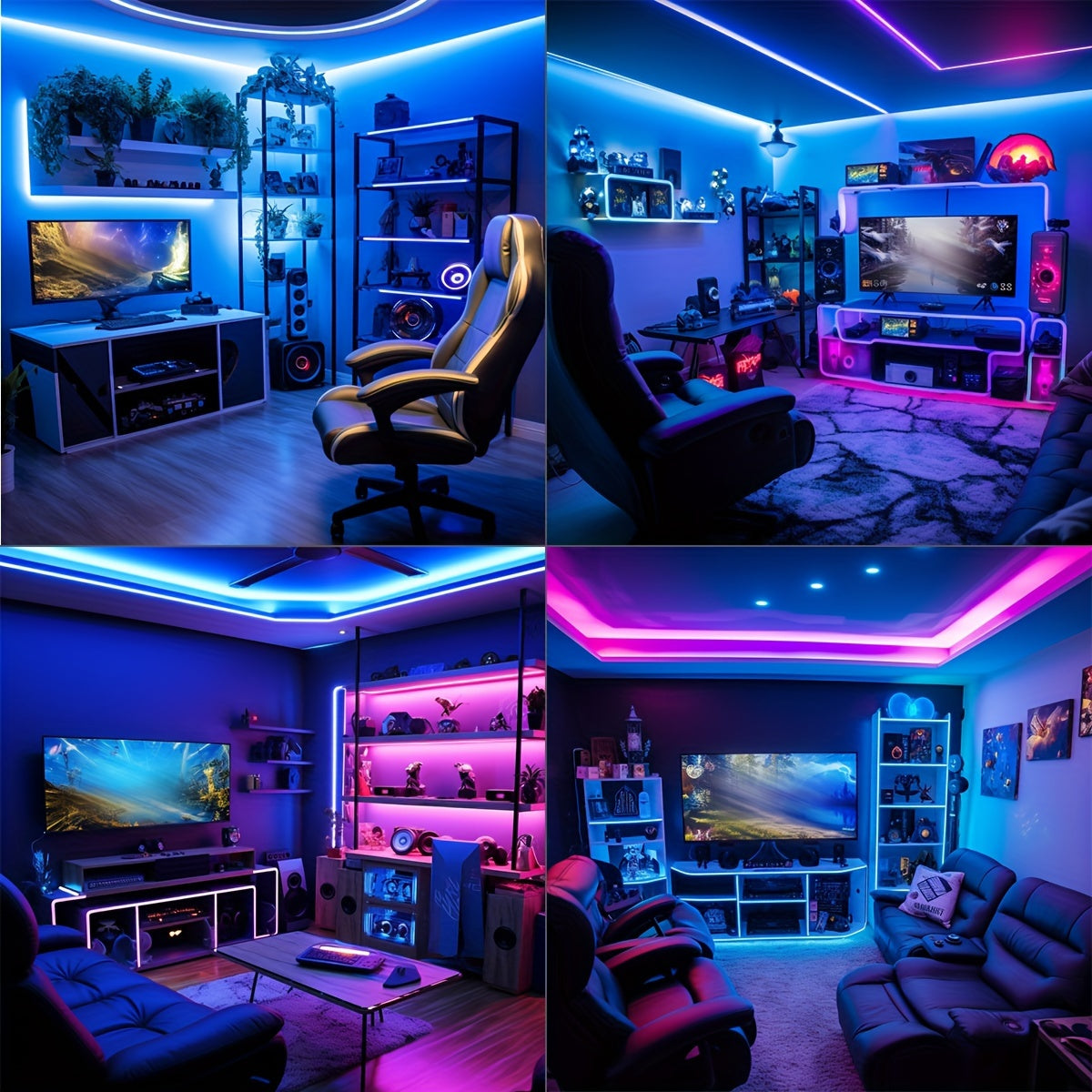 (2 rolls 17ft-1roll. 200ft RGB LED Strip Lights (2 Rolls, 100ft Each) with Smart App Control, Music Sync, Color Changing, Remote Control, for Bedroom, Party, Home Decor