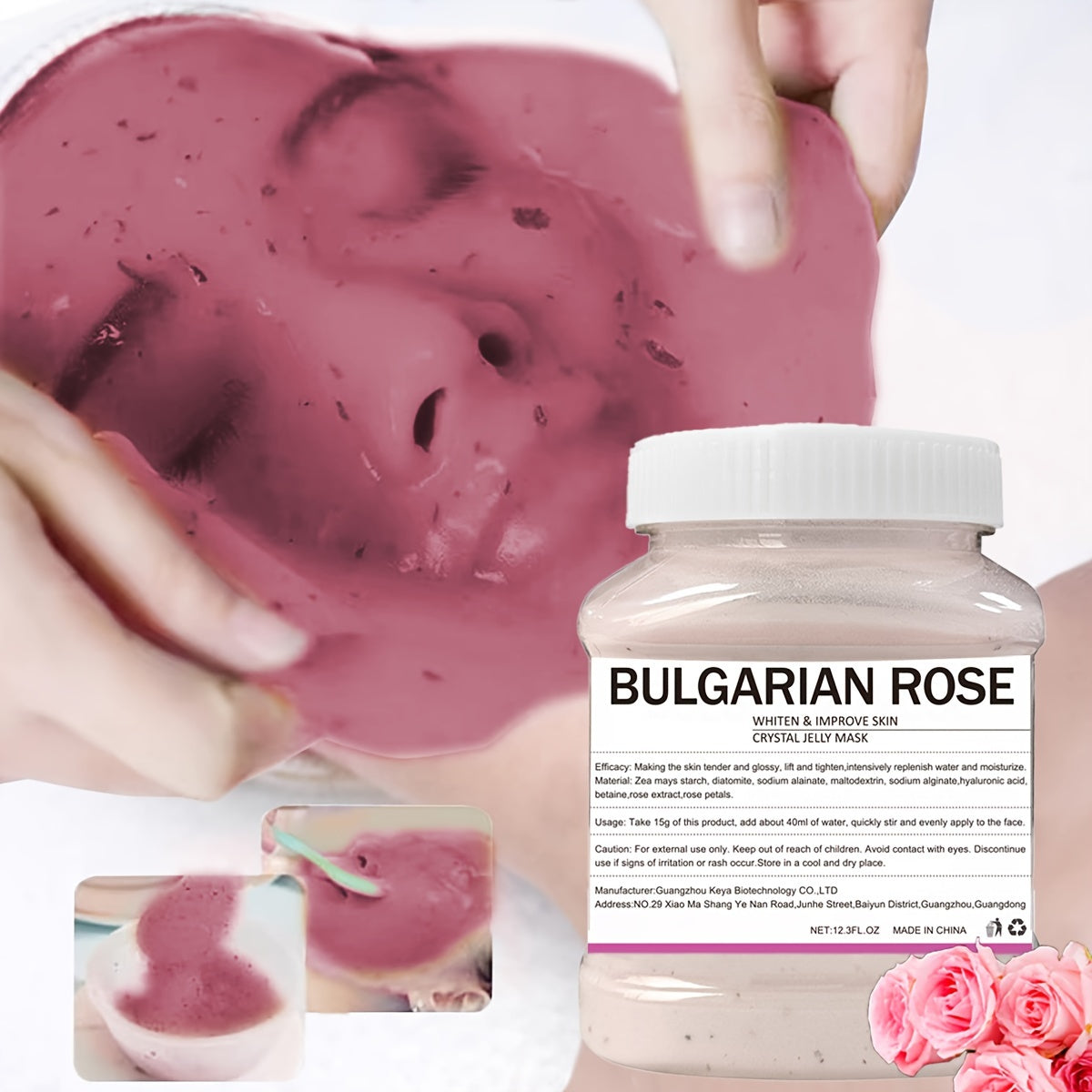 12.3 Fl.Oz Bulgarian Rose Luxurious Gel Hydro Face Mask - Hydrating, Moisturizing, and Improving Facial Skin Care - Natural, Peel-Off, Professional, and Gentle
