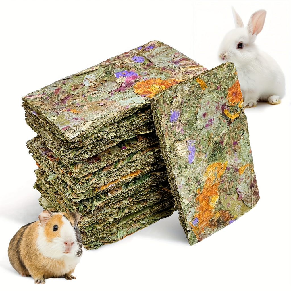 12 PCS Rabbit Timothy Hay Chips Toys, Natural Bunny Molar Treats With Herbal Flowers Rabbit Chew Toys For Teeth Small Animal Snacks For Rats Chinchillas Hamsters