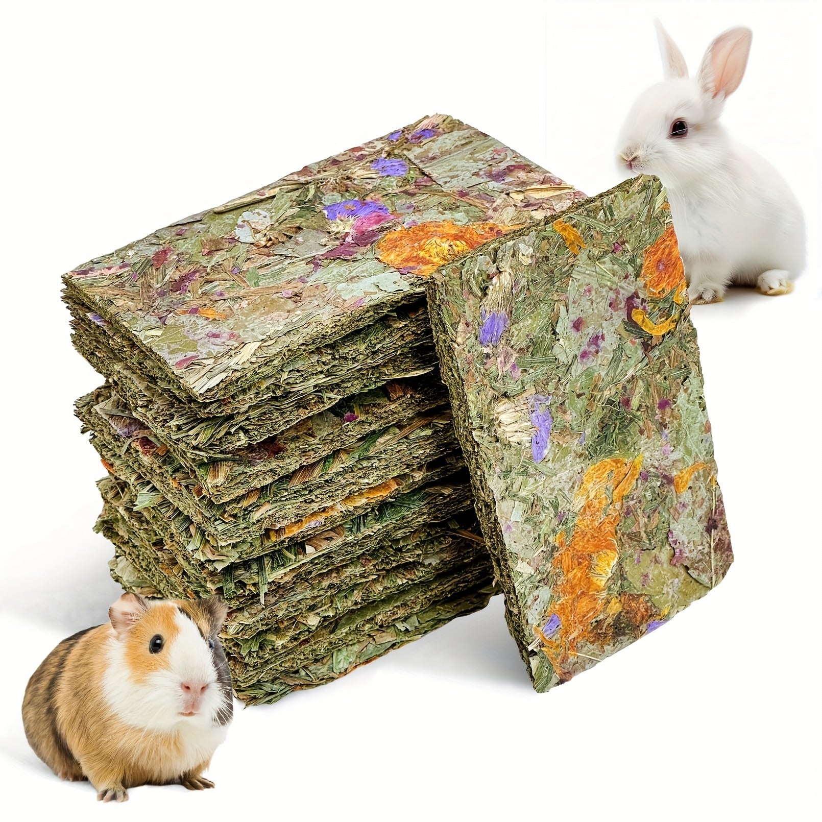 12 PCS Rabbit Timothy Hay Chips Toys, Natural Bunny Molar Treats With Herbal Flowers Rabbit Chew Toys For Teeth Small Animal Snacks For Rats Chinchillas Hamsters