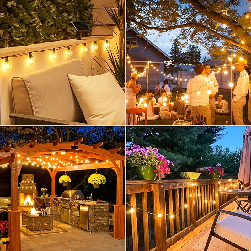 100FT Solar String Lights Outdoor With Remote, G40 Globe Solar Patio Lights With 37 LED Shatterproof Bulbs, Multiple Lighting Modes, Remote Control To Adjust Lighting, Dimmable Hanging Lights For Outside Backyard Party, Solar