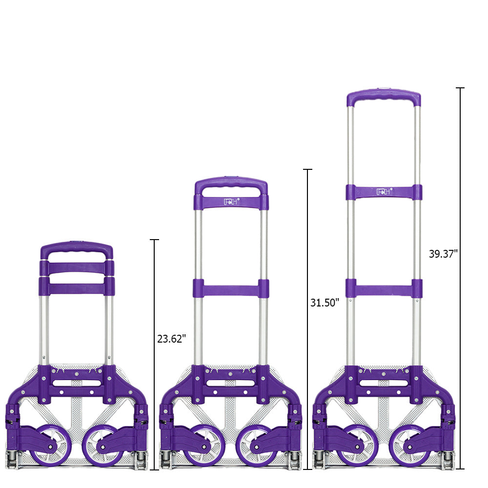 Folding Hand Truck Aluminum Portable Folding Hand Cart 165lbs Capacity Hand Cart and Dolly for Home, Auto, Office, Travel Use