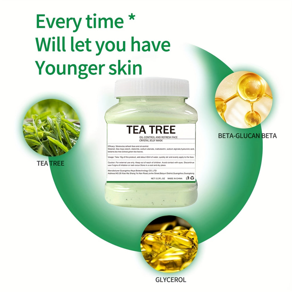 12.3Fl.Oz Tea Tree Gel Hydro Jelly Mask - Hydrating, Moisturizing, Peel-Off Face Mask for Facial Skin Care - Natural, Non-Irritating, Soothing, and Nourishing Mask Powder for Glowing Skin
