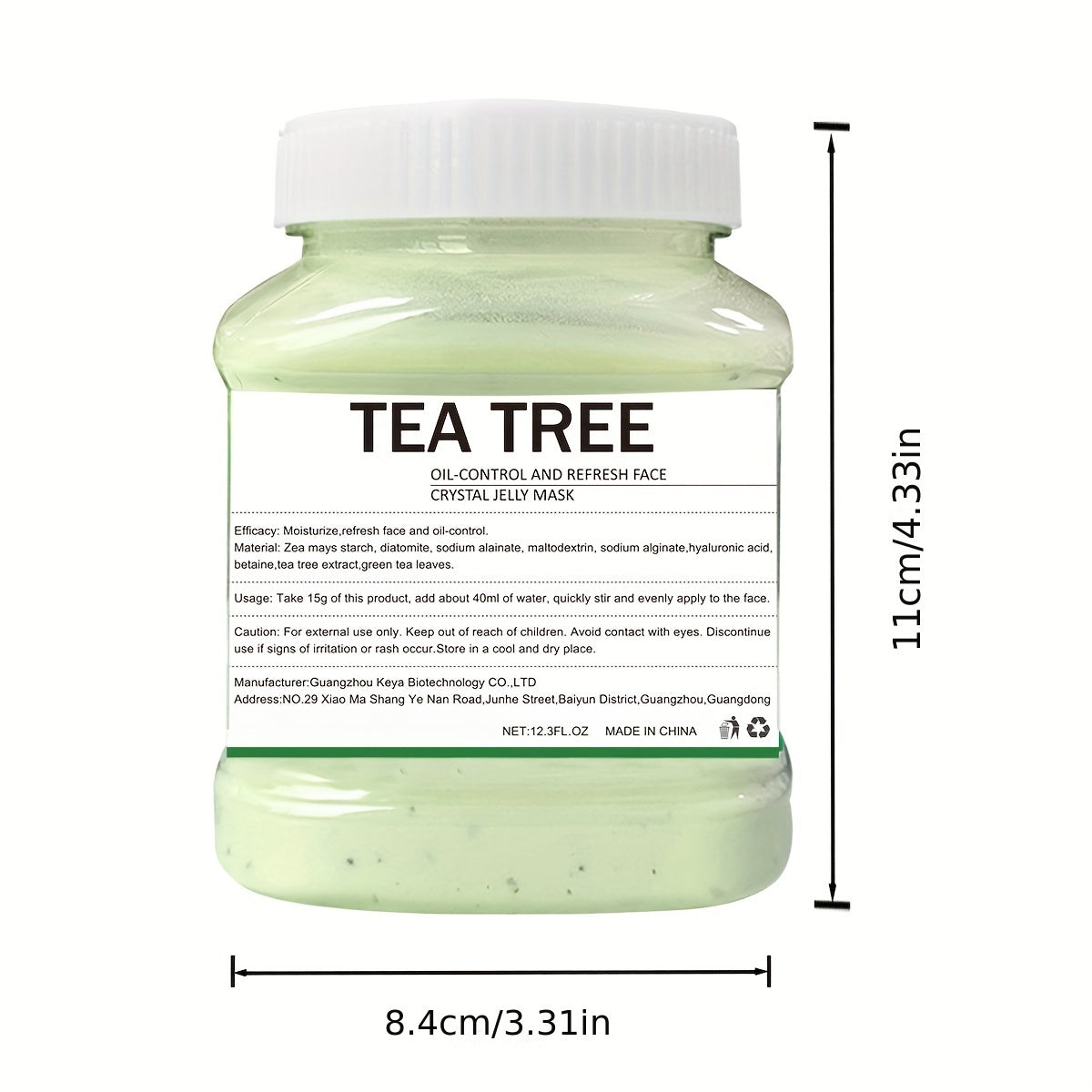 12.3Fl.Oz Tea Tree Gel Hydro Jelly Mask - Hydrating, Moisturizing, Peel-Off Face Mask for Facial Skin Care - Natural, Non-Irritating, Soothing, and Nourishing Mask Powder for Glowing Skin
