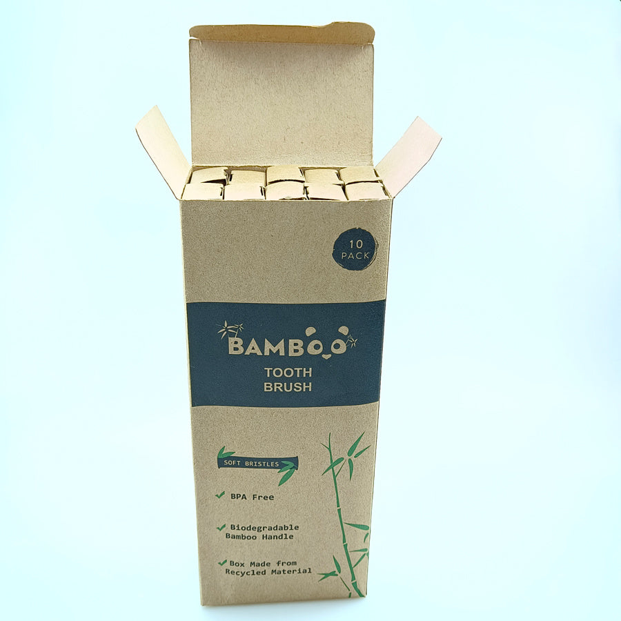 10 Pcs Bamboo Toothbrush Sets Natural Wooden Soft Fur Tooth Brush Eco-friendly Black White Toothbrushes Teeth Cleaning Tools