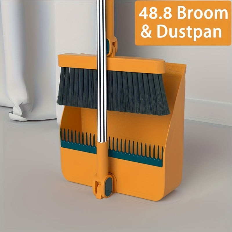 1 Set, Household Broom And Dustpan Set, Durable Sweeping Broom And Dustpan With Long Handle, Creative Dustpan With Comb Tooth, Floor Cleaning Tool, For Home Office School Dorm, Cleaning Supplies, Cleaning Gadgets, Back To Sch