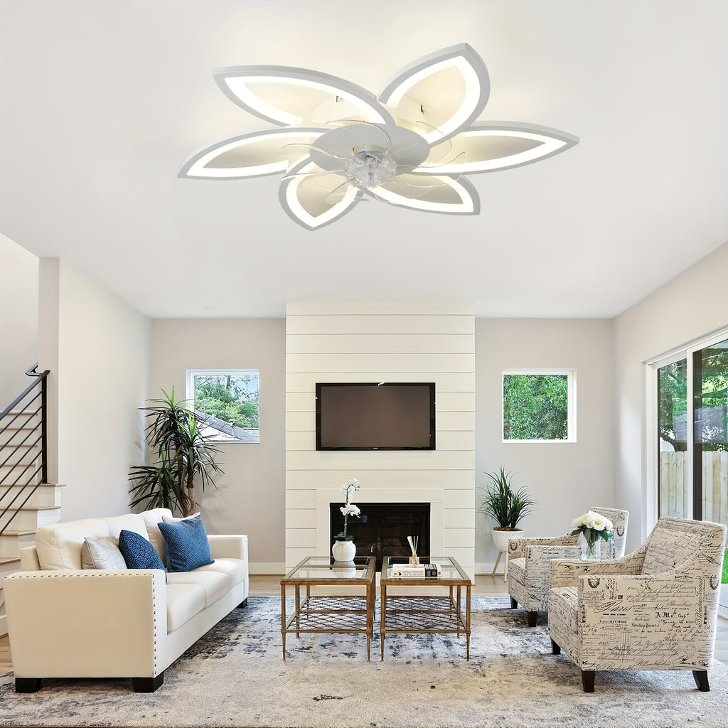1pc Ceiling Fan With Lights Remote Control, Modern Low Profile Flush Mount Ceiling Fan With Lights, Dimmable Ceiling Fans 3 Color 6 Speed For Bedroom Living Dining Room Kitchen - White, Black, Golden
