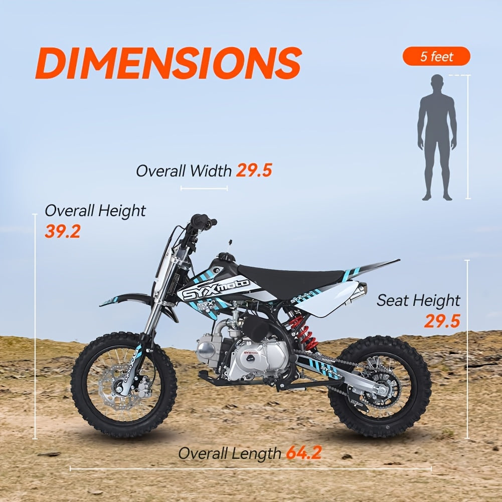 125cc Dirt Bike For Adults 4-Stroke Gas Powered Pit Bike Off Road Motorcycle, Fully Automatic Transmission, Max Speed 20mph, Motorcycle For Adults, Clearance And Closeout, Without Battery