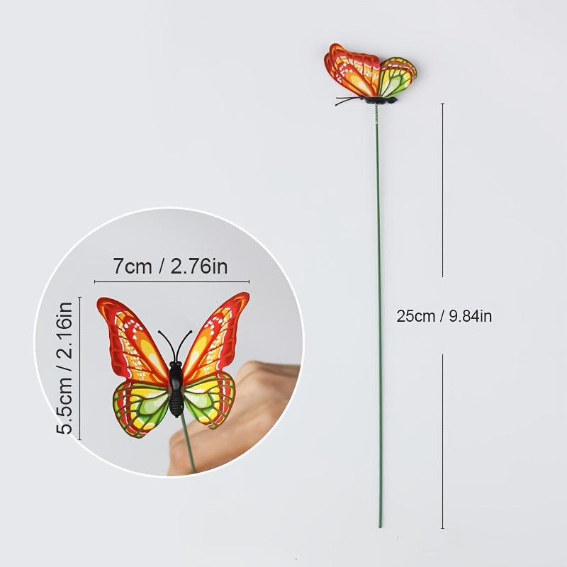 10pcs Vibrant 3D Colorful Butterfly Stakes - Whimsical Garden & Patio Decorations with Random Pattern - Add a Touch of Elegance to Your Outdoor Space
