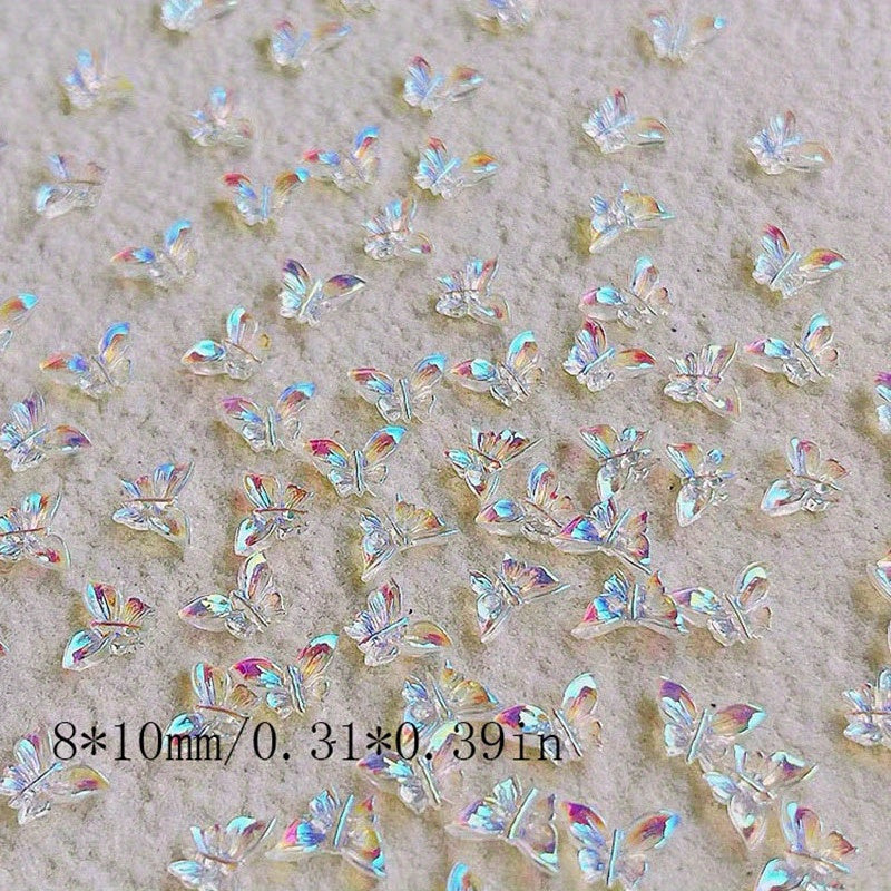 100pcs/set 3D Butterfly Nail Art Charms for Women and Girls - Manicure Decoration Accessories