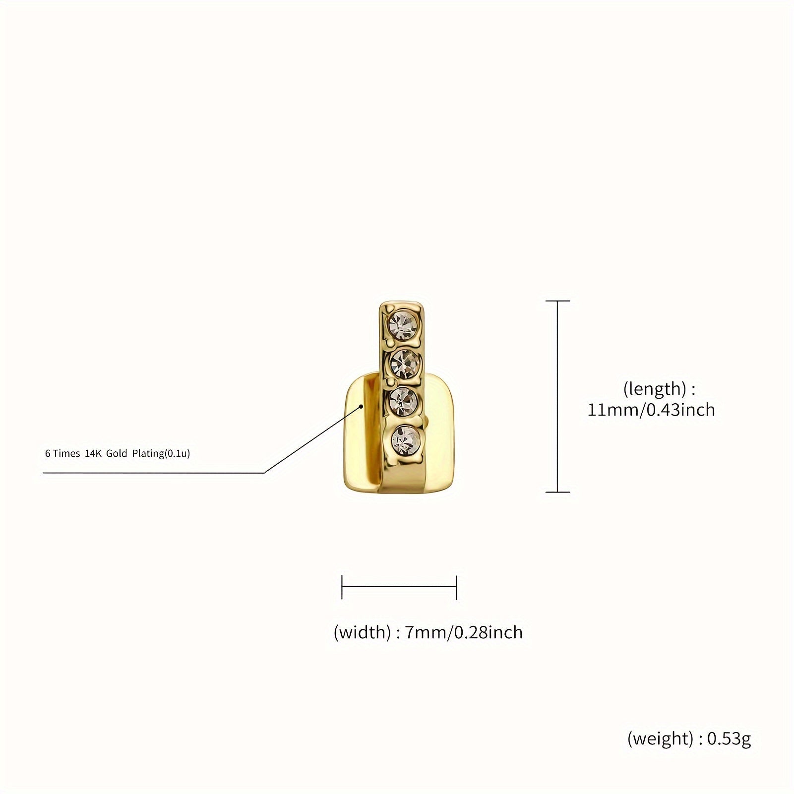14K Golden Plated Hip Hop Dental Grills with Zircon Stones - Sexy Hollow Design Bar Tooth Cap for Daily & Party Wear, Unisex Copper Grillz for Teeth - Halloween Accessory, Fits All Seasons
