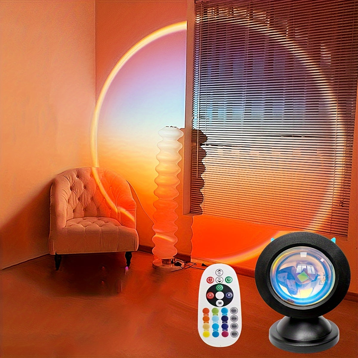 1pc 16 Colors USB Led Sunset Spotlight, Remote Control