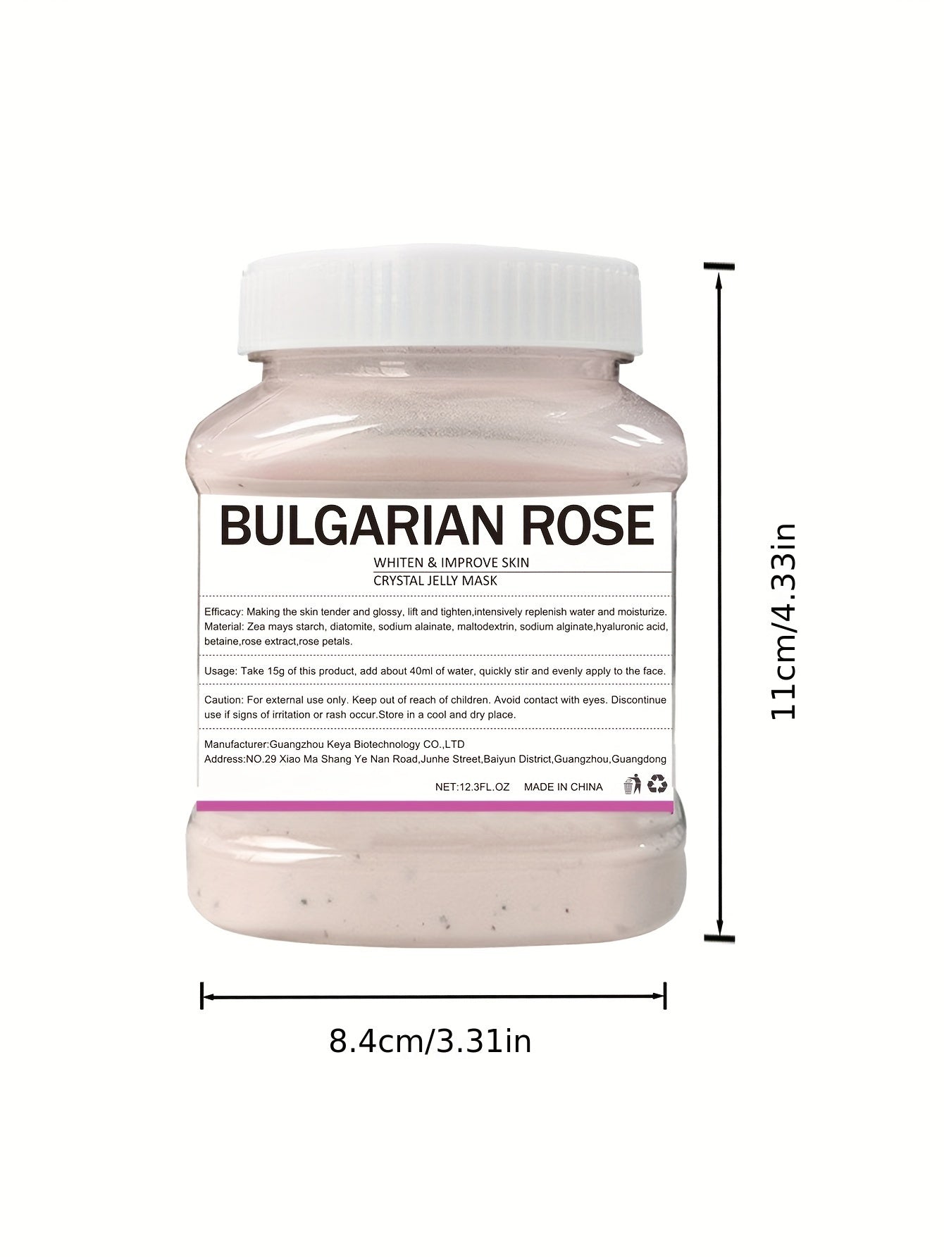 12.3 Fl.Oz Bulgarian Rose Luxurious Gel Hydro Face Mask - Hydrating, Moisturizing, and Improving Facial Skin Care - Natural, Peel-Off, Professional, and Gentle