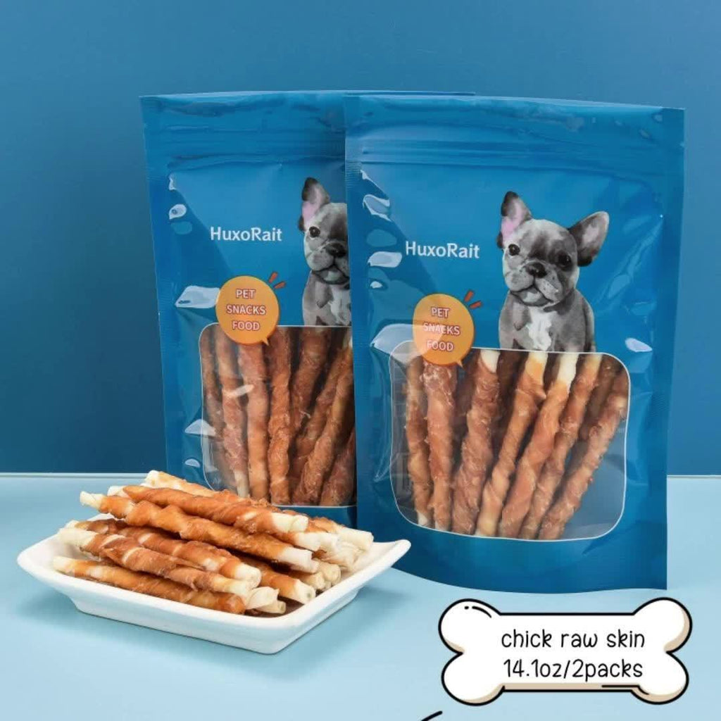 14.1 Ounces, Dog Treats, Tooth Cleaning And Grinding Rod, Rawhide Twist Chicken Hide Sticks, Suitable For Puppy And Medium, Large Dog, High Protein, Low Fat, Perfect Training Reward Snack For Dogs