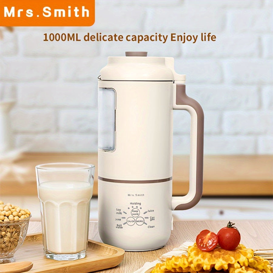 1000ml MRSSMITH Deluxe Portable Mini Soy Milk Maker - Enjoy Fresh Soy Milk and Juices with Advanced 23000RPM Motor, Touch Type Operation, and Self-Cleaning Function - Perfect for 1-4 Person Households with US Plug and 110-130