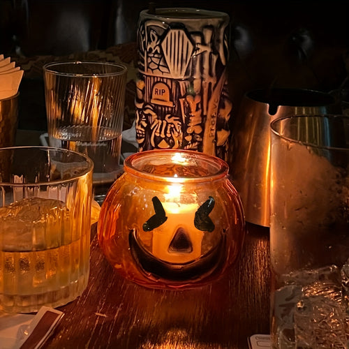 "Harvest Moon" Halloween Party Essentials: 6.42oz Pumpkin-Themed Glassware Set - Includes Dessert, Beverage, Cocktail Cups & Hydroponic Planter - Perfect For Home Decor & Gatherings