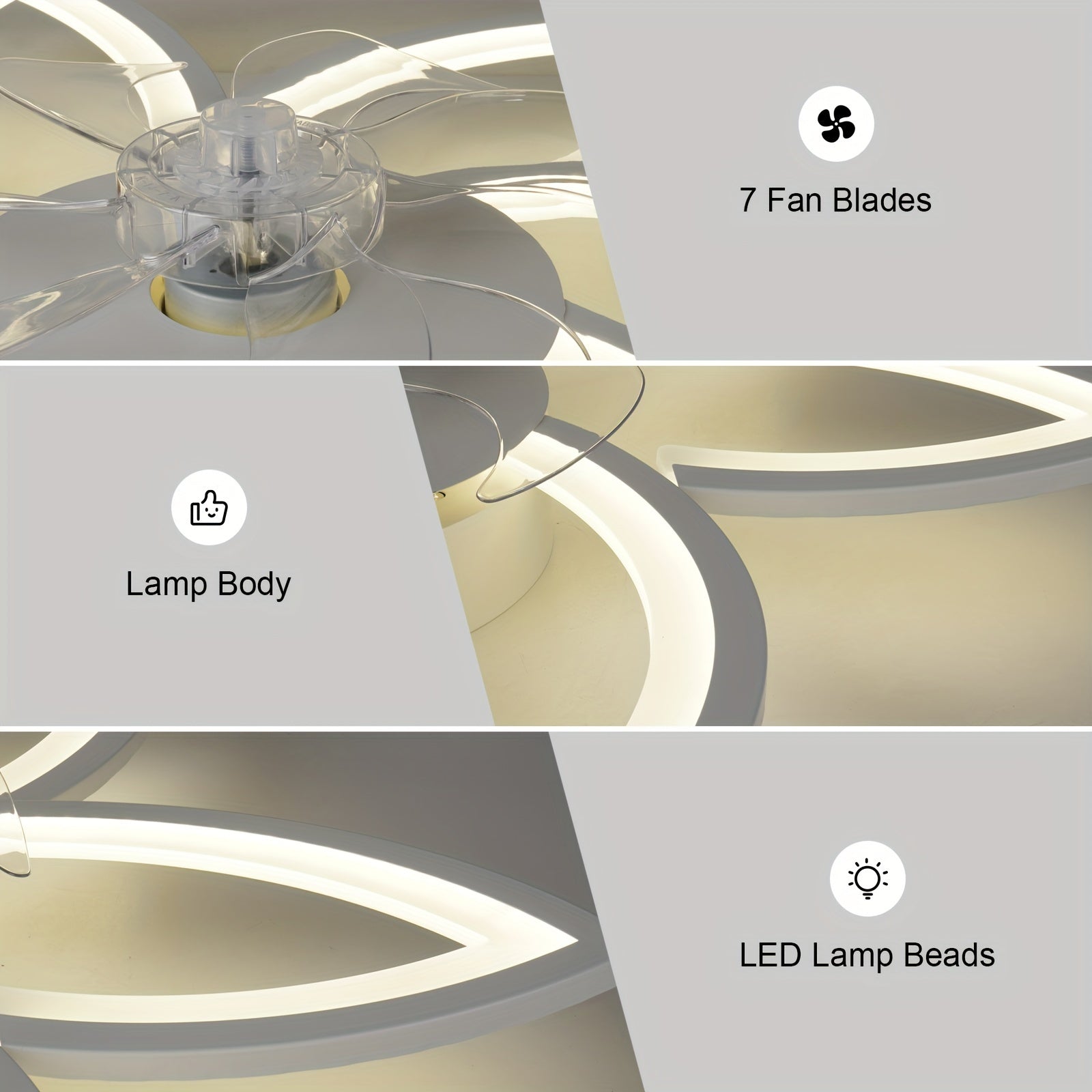 1pc Ceiling Fan With Lights Remote Control, Modern Low Profile Flush Mount Ceiling Fan With Lights, Dimmable Ceiling Fans 3 Color 6 Speed For Bedroom Living Dining Room Kitchen - White, Black, Golden