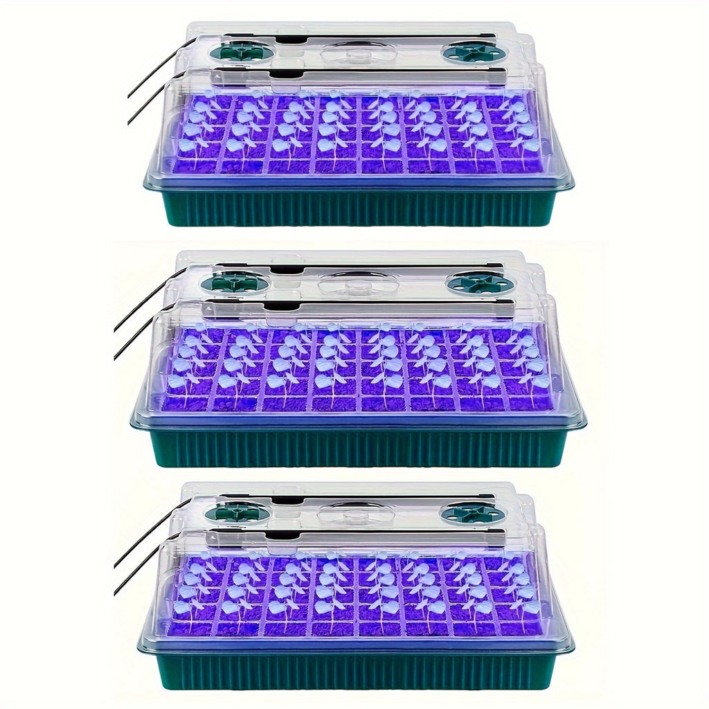 120-Cell Seedling Starter Tray with LED Grow Light, USB Powered Germination Kit with Adjustable Humidity Vents, Drainage Holes, and Planting Tools - Ideal for Seed Germination and Plant Growth
