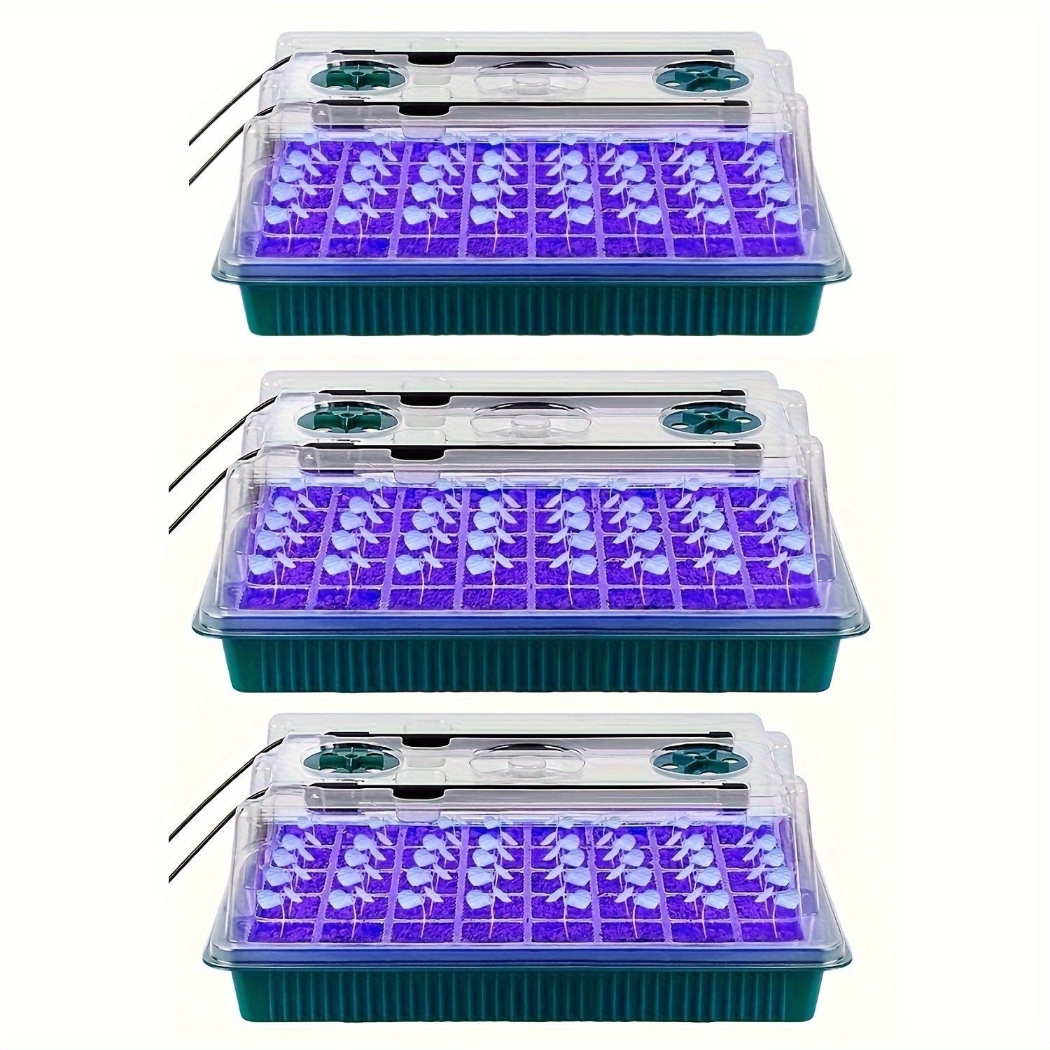 120-Cell Seedling Starter Tray with LED Grow Light, USB Powered Germination Kit with Adjustable Humidity Vents, Drainage Holes, and Planting Tools - Ideal for Seed Germination and Plant Growth
