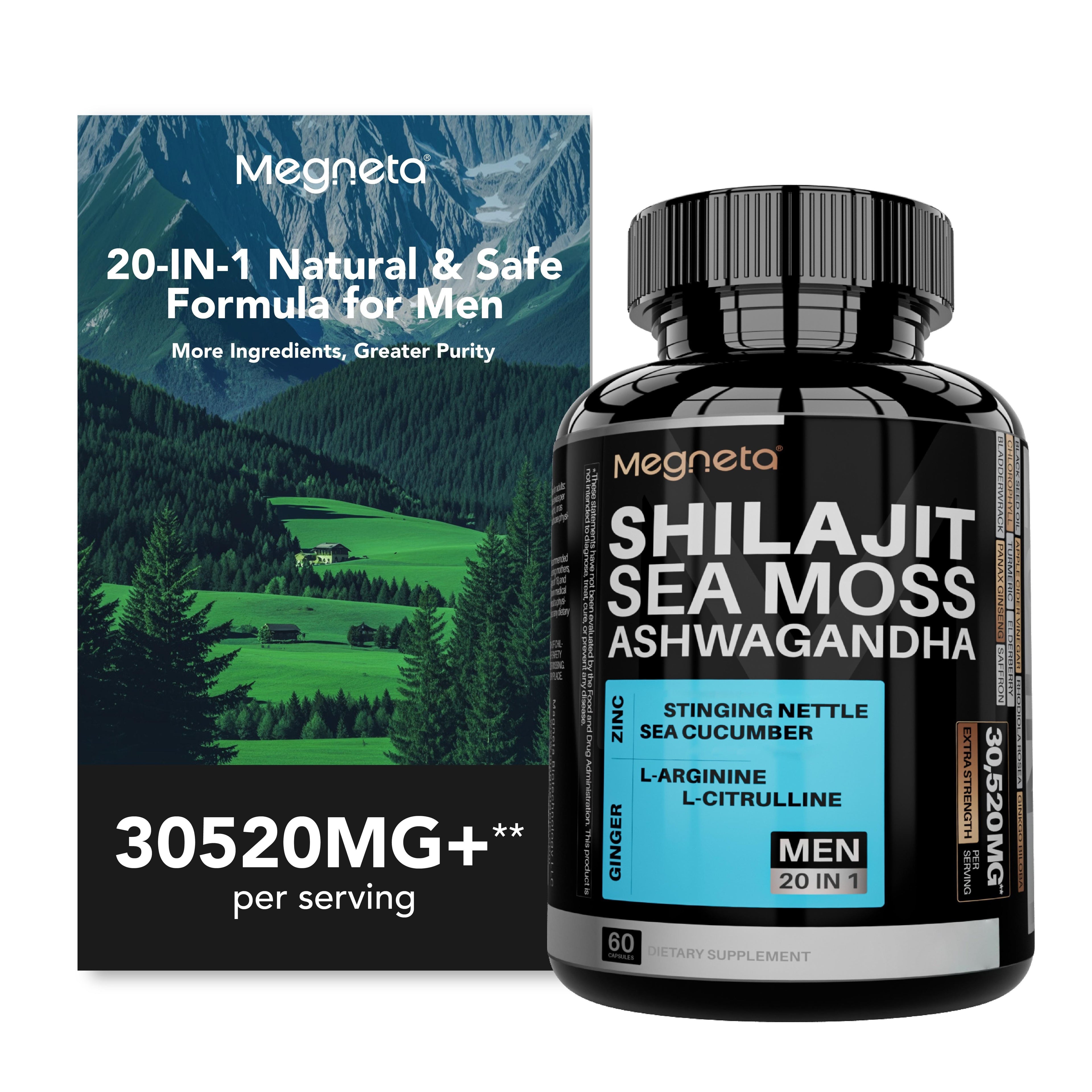 (2024NEW)Megneta Full Of Spirit And Vitality, Sea Moss Shilajit & Ashwagandha, With Highly Potent Herbal Ingredients