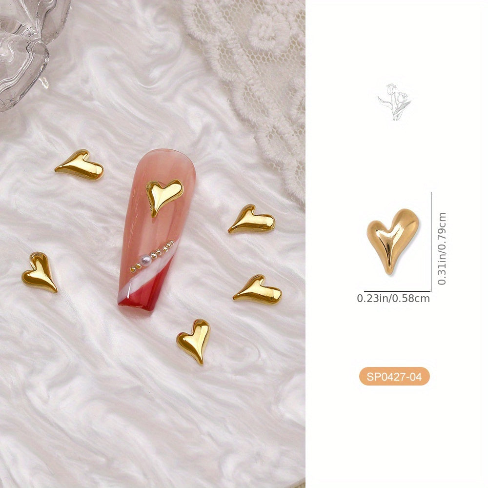 10Pcs 3D Tulip & Heart Nail Charms - Scent-Free, Diy Manicure Accessories For Hands, Feet & Nails