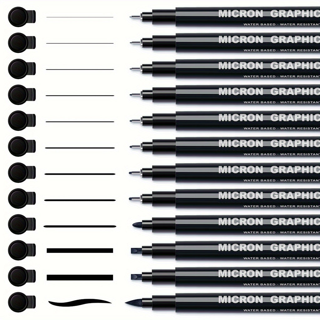 12pcs Black Needle Tube Pen - Perfect for Drawing Fine Lines and Detailed Artwork!