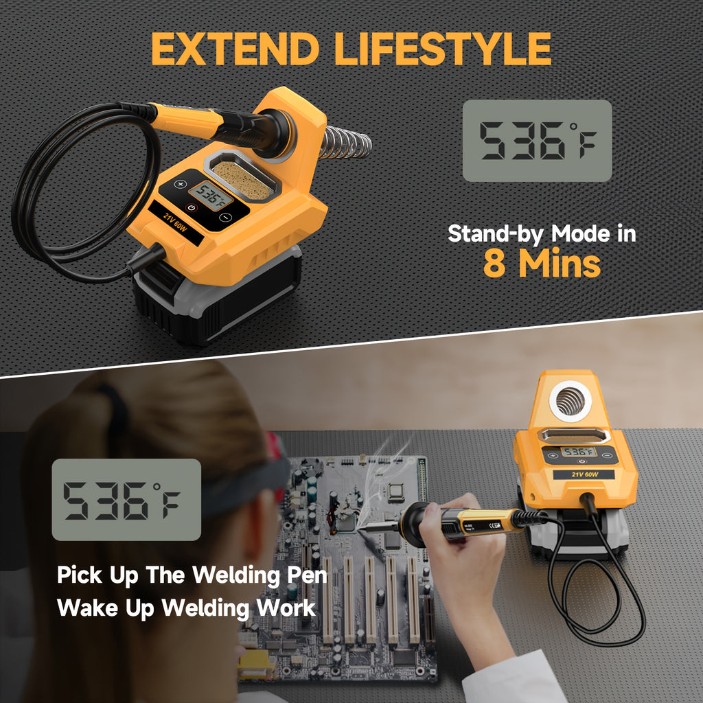 Cordless Soldering Station for Dewalt 20V Max Battery - Electric Digital LCD Display Soldering Iron Station Fast Heating Up Soldering Station for DIY, Suitable for electrical maintenance (excluding batteries)