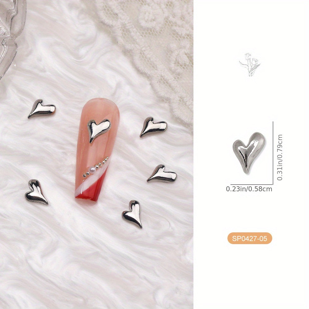10Pcs 3D Tulip & Heart Nail Charms - Scent-Free, Diy Manicure Accessories For Hands, Feet & Nails