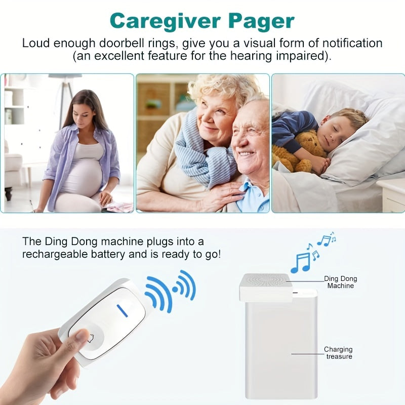 1 Set Wireless Doorbell, Outdoor Electronic Doorbell, USB Wireless Doorbell, Remote Control Doorbell, Elderly Alarm, Wireless Calling Doorbell, Including 38 Smart Doorbells That Can Be Freely Switched, And Can Be Used Without