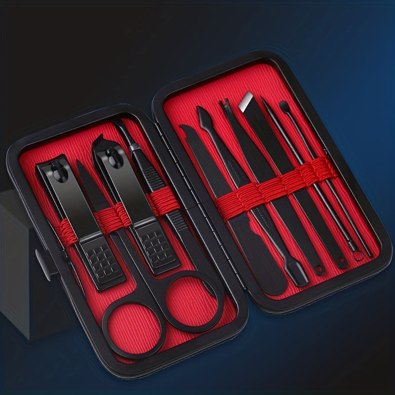 10pcs Black Nail Clippers Kit, Ultra Sharp Sturdy Fingernail Cutters, Professional Nail Clippers Pedicure Care Tools, Toenail Clipper Cutters For Men And Women Nail Trimmer