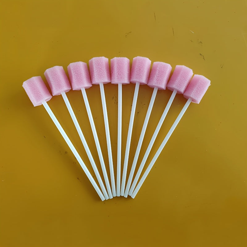 100pcs Disposable Oral Care Sponge Swabs - Effective Tooth Cleaning Mouth Swabs with Sturdy Plastic Stick for Gentle Plaque Removal and Fresh Breath